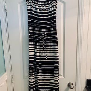 Sleeveless maxi dress, black & white stripes size Medium by J.Crew
